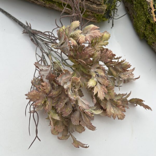 Декоративна гілка штучна з листям біла сіра моко