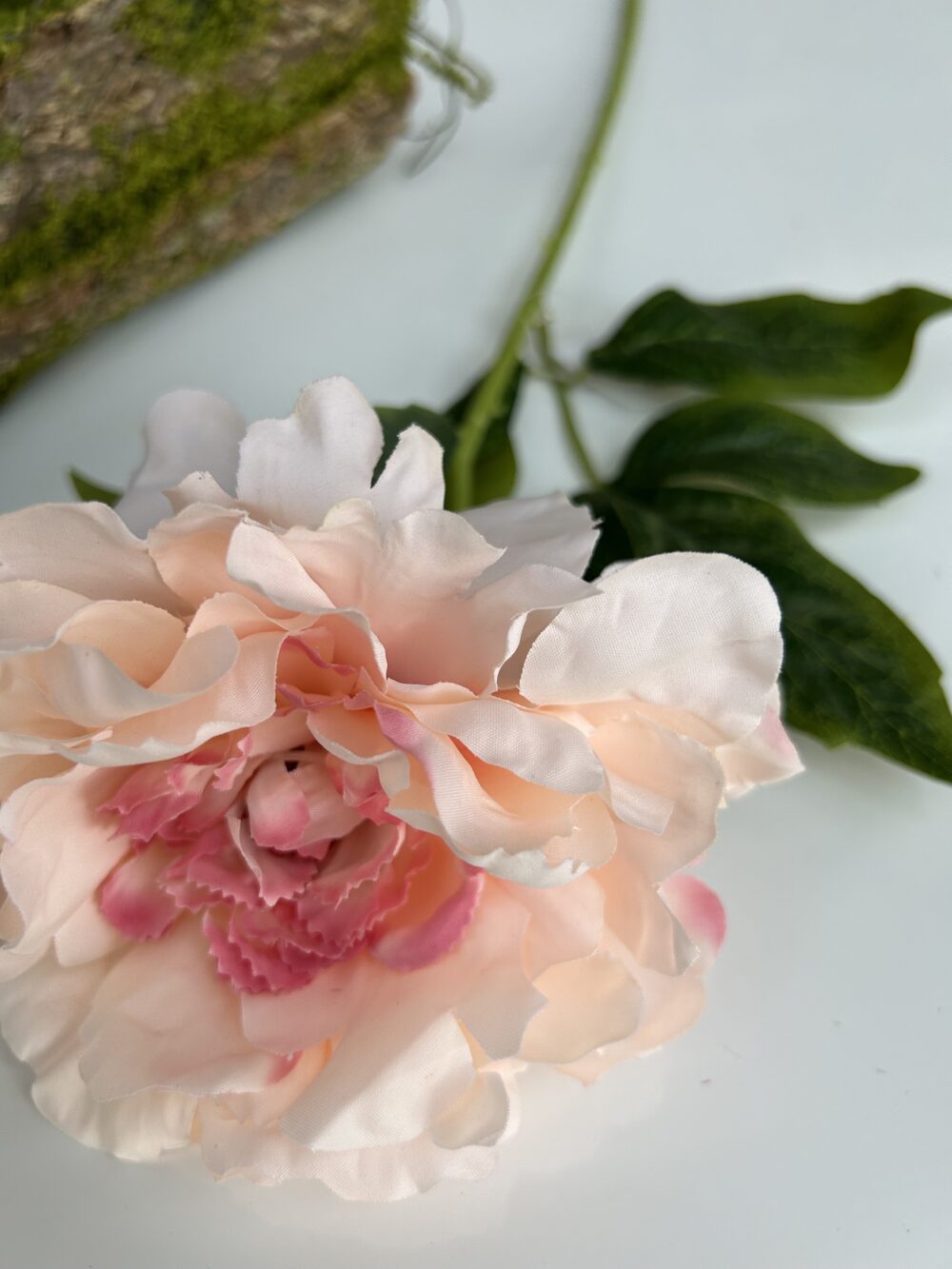 Штучний піон одиночний персик - Зображення 2