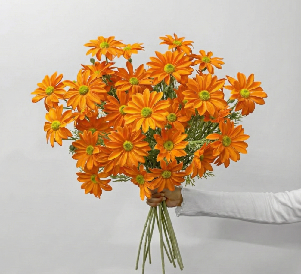 Ромашка гелева – штучна квітка з ефектом Real Touch помаранчева