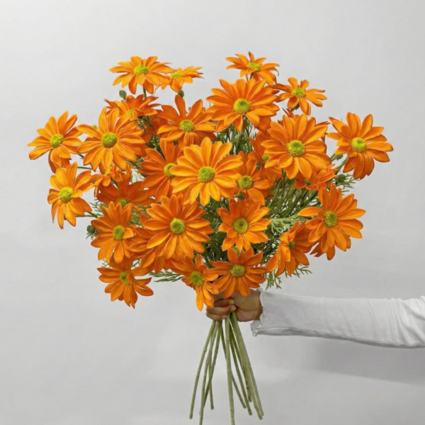 Ромашка гелева – штучна квітка з ефектом Real Touch помаранчева